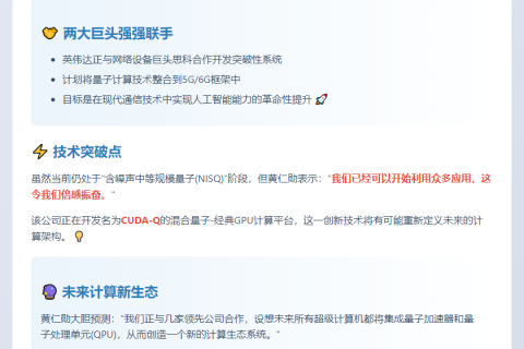 黄仁勋联手思科推AI量子系统