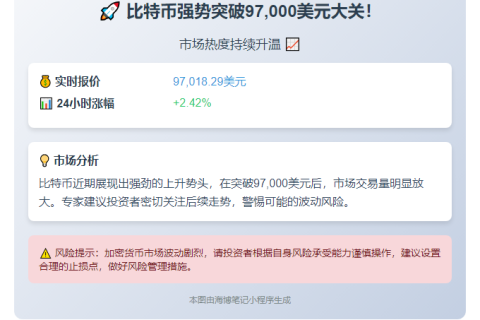 比特币突破9.7万