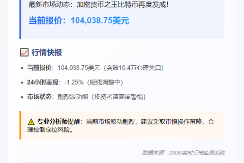 比特币破10.4万美元