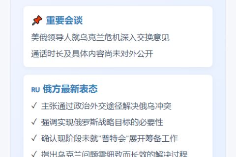 特朗普与普京谈俄乌 无会晤计划