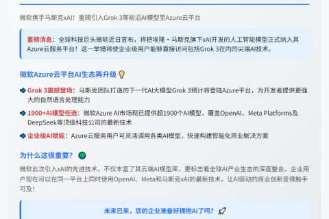 微软云端引入Grok 3等AI