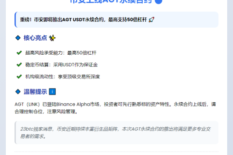 币安上线AGT永续合约