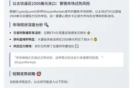 ETH 逼近2500美元，警惕短期回调