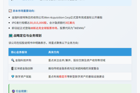 "温收购公司在纳斯达克上市，融资3亿"