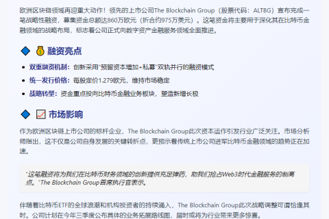 "Blockchain Group增资975万美元发展比特币金融"