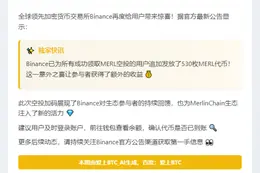 Binance追加发放530枚MERL空投