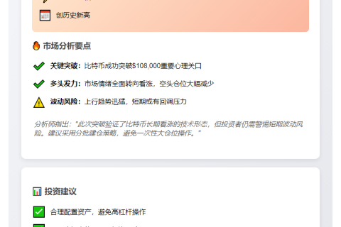 比特币突破10.8万美元