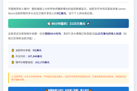 "巨鲸James Wynn盈利2125万美元"