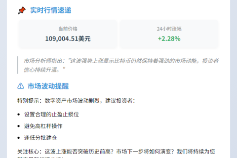 比特币突破10.9万美元