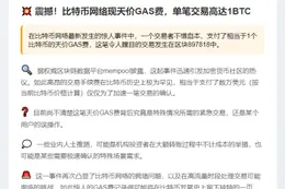 1BTC天价GAS费惊现比特币网络