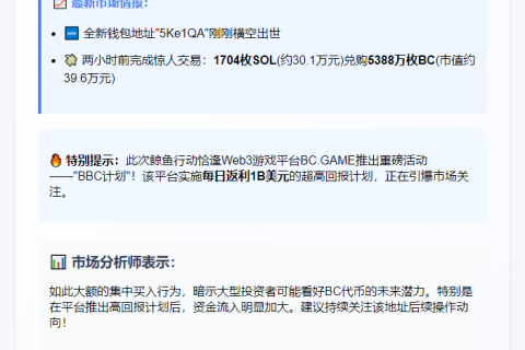 鲸鱼豪掷1704 SOL买入5388万BC