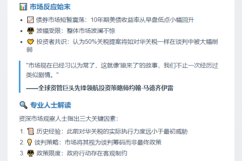 市场淡定应对关税威胁