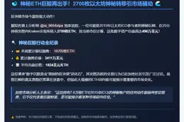 ETH巨鲸半小时内向Kraken充值2700枚