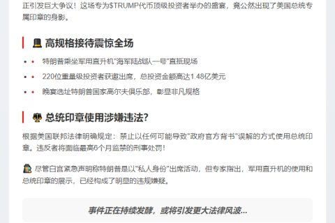 特朗普晚宴使用总统徽章引议