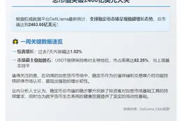稳定币市值周涨1.02%破2460亿