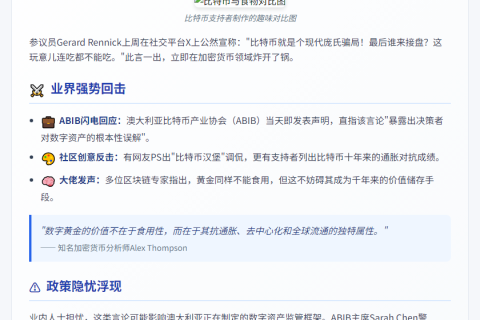 澳议员称"比特币不能吃"惹议