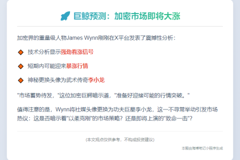 巨鲸预测：加密市场即将大涨