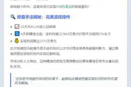 机构昨夜买入3万枚ETH，浮盈113万美元