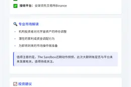 Hashed转移579万SAND至Binance