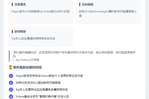 "美说唱团体疑盗40枚BTC Solana创始人对质"