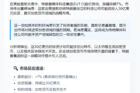 特朗普媒体科技美股盘前涨7%