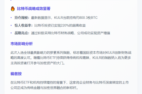KULR将加入罗素3000指数