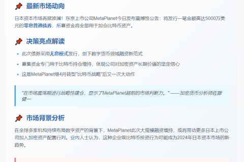 MetaPlanet增持比特币发5000万债券