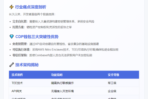 Coinbase推CDP钱包，无密钥掌握全面控制