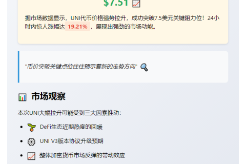 UNI冲破7.5美元大关