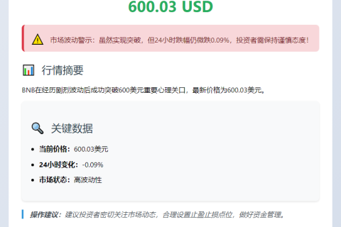 BNB突破600美元