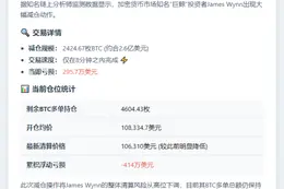 巨鲸James Wynn减持2425 BTC