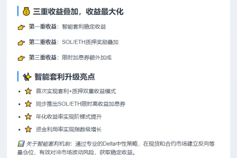 "OKX智能套利新增质押收益"