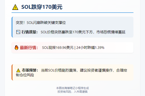 SOL跌穿170美元