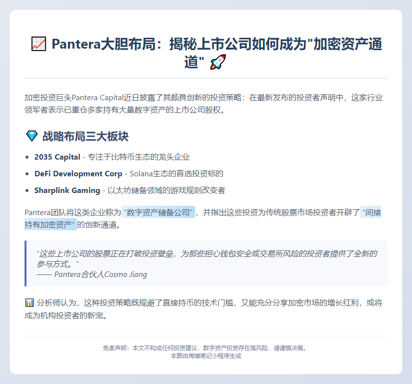 Pantera押注储备数字资产的上市公司