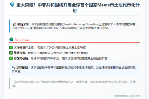 中非共和国用CAR币代币化土地