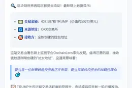 巨额TRUMP转出：新钱包提走500万美元