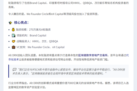 Alt DRX完成270万美元A轮融资