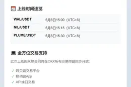 OKX上线WAL、NIL、PLUME永续合约