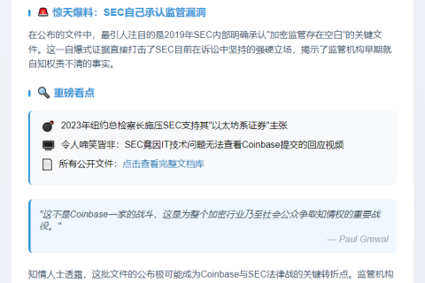 Coinbase曝光万页文件，揭秘SEC监管空白