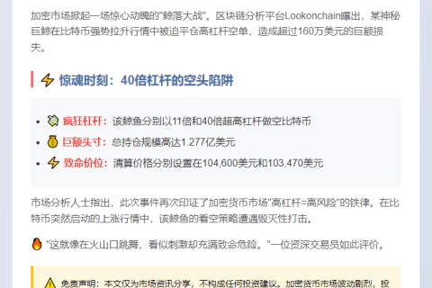 巨鲸甩空单，比特币大涨亏160万