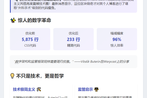 V神博客精简96%代码，极简主义典范