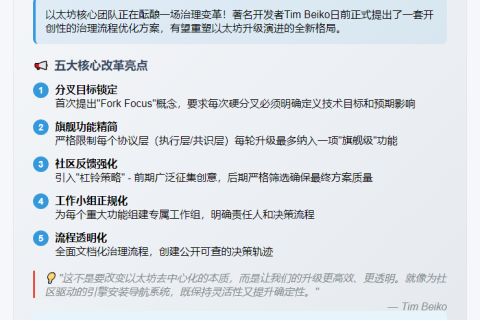以太坊开发者建议改进治理