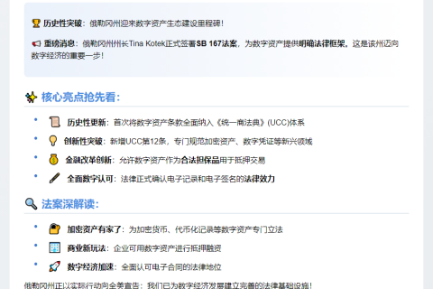 俄勒冈州批准数字资产监管法案