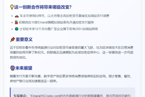 阿联酋石油公司Emarat接受加密货币加油