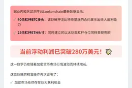巨鲸做多BTC、ETH浮盈280万美元