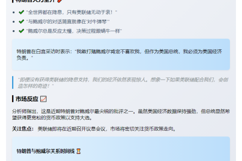 特朗普称与鲍威尔对话如对牛弹琴