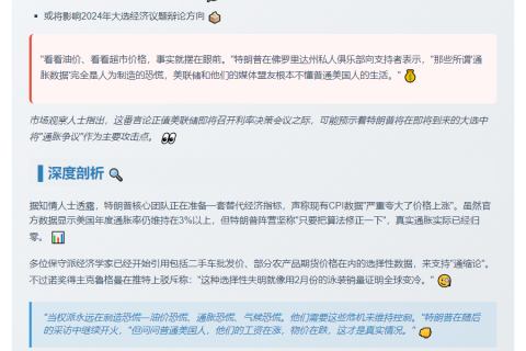 特朗普：通胀下降令美联储惊讶