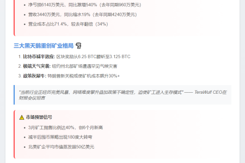 TeraWulf一季度亏损扩大
