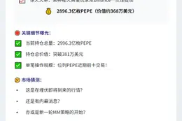"巨鲸从Binance提现2896亿PEPE"