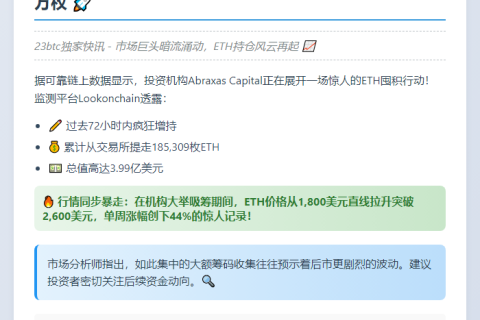 Abraxas累积18.5万ETH